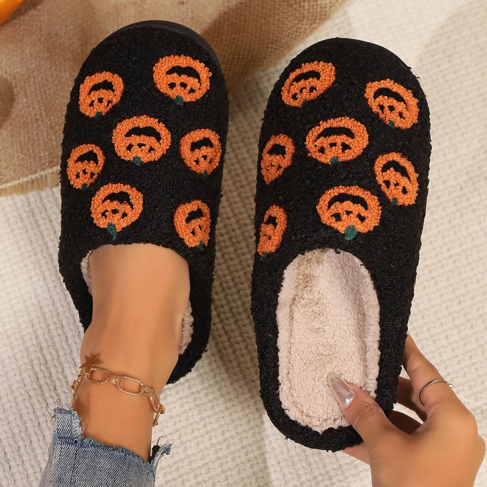 

2026 Halloween Cute Cotton Slippers For Womens Home Indoor Slipper And Plush Shoes Winter Warm Comfy Breathable Casual Shoe 36 чорний