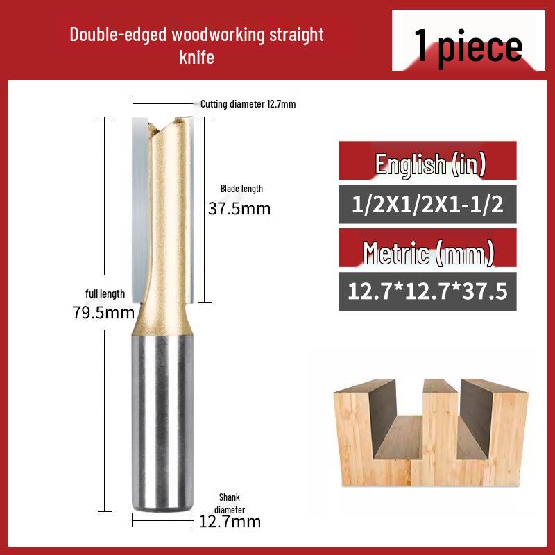 Tiangong Double-Edged Woodworking Carving & Trimming Milling Cutter, Lengthened Wood Milling & Grooving Tool.