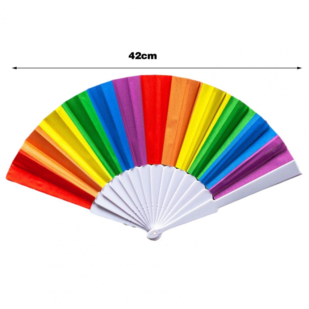 Ventaglio Pieghevole Decorativo Arcobaleno Cinese Leggero LGBT Colorato Ventaglio a Mano Pieghevole Decorazione per Feste
