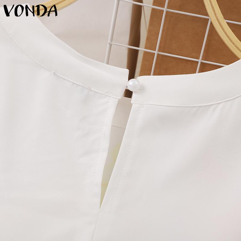 VONDA Women Fashion Round Neck 3/4 Sleeves Floral Print Blouses