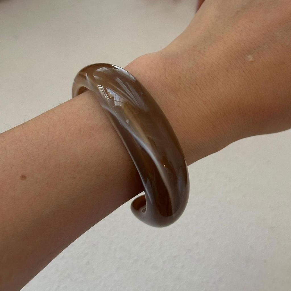 Punk Brown Coffee Resin Acrylic Bangles Hip Hop Irregular Kpop Geometric Wide Bangles For Women Bracelet Pulseras Jewelry
