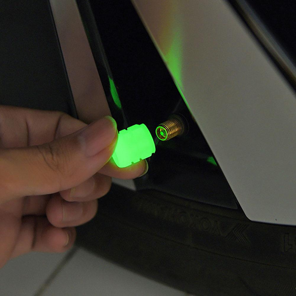 8 st Däckventil Stamkåpor Bil Luminous Tire Air Cap Fluorescerande säkerhetsventil Kärnskydd för bil Lastbil Suv Motorcyklar Cykel