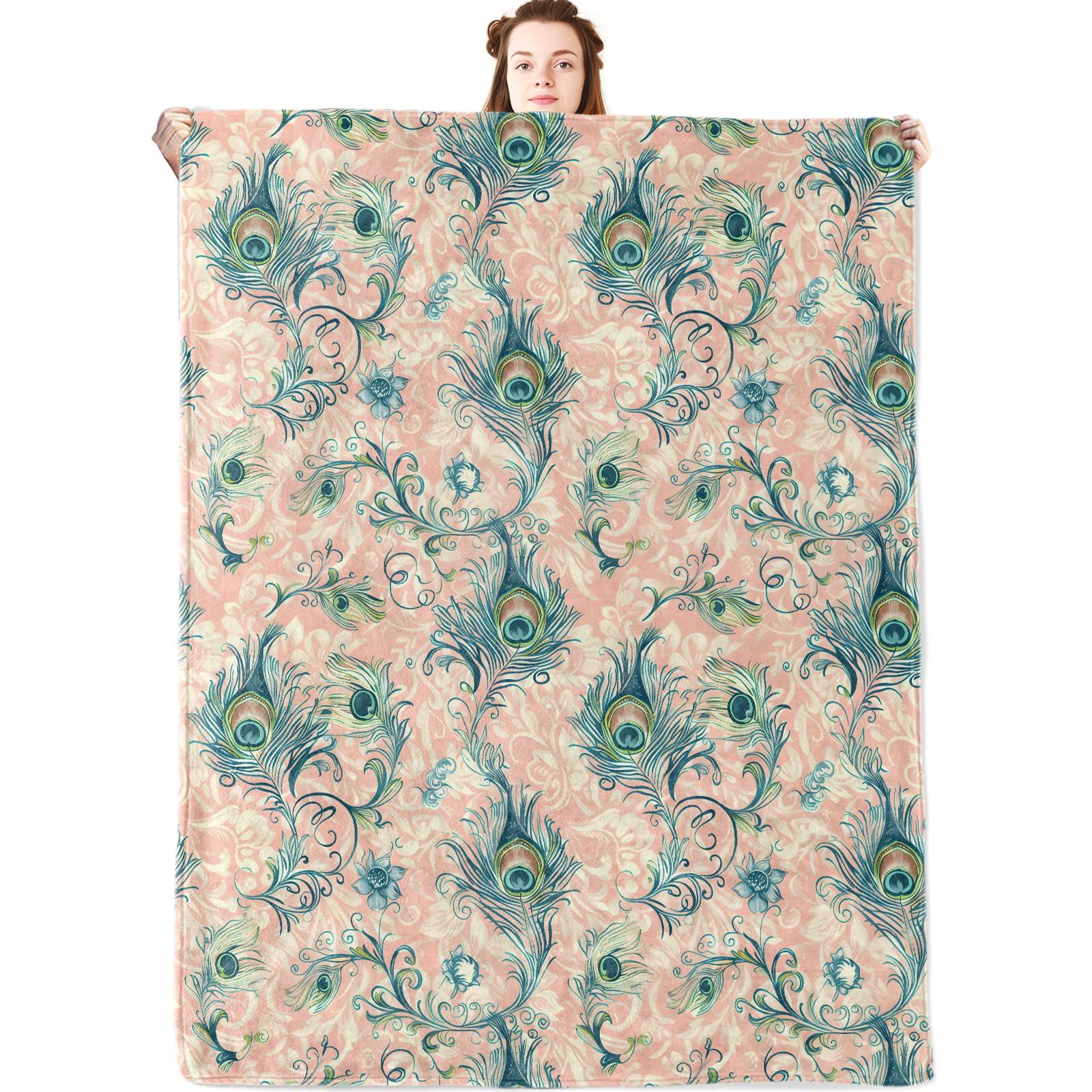 

Peacock Flannel Fleece Throw Blanket, Ultra Soft Cozy Warm Lightweight Microfleece Blanket for Home Bedroom Living Rooms Couch 80x120cm