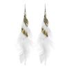 Bohemian Blue Peacock Feather Long Tassel Earrings Ethnic Unique Dangle Drop Earrings For Women Fashion Jewelry