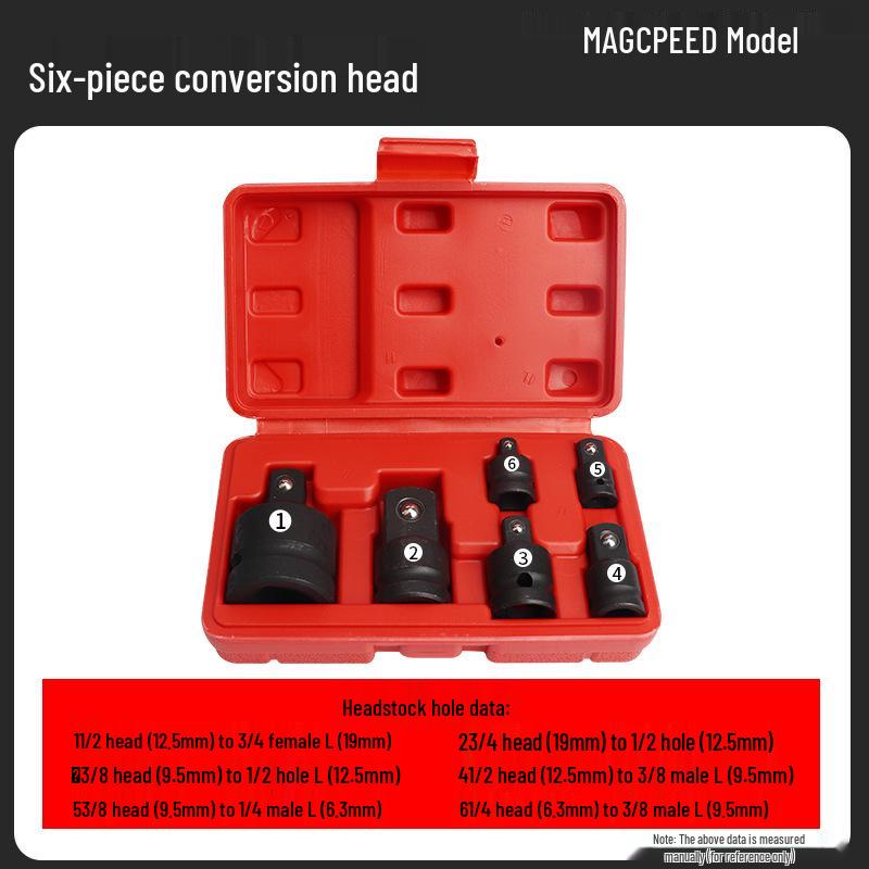 Austauschbarer pneumatischer Schlagschrauber mit Steckkopf und Reduzieradapter, passend für Größen 1/4, 3/8, 1/2 (Klein, Mittel, Groß).
