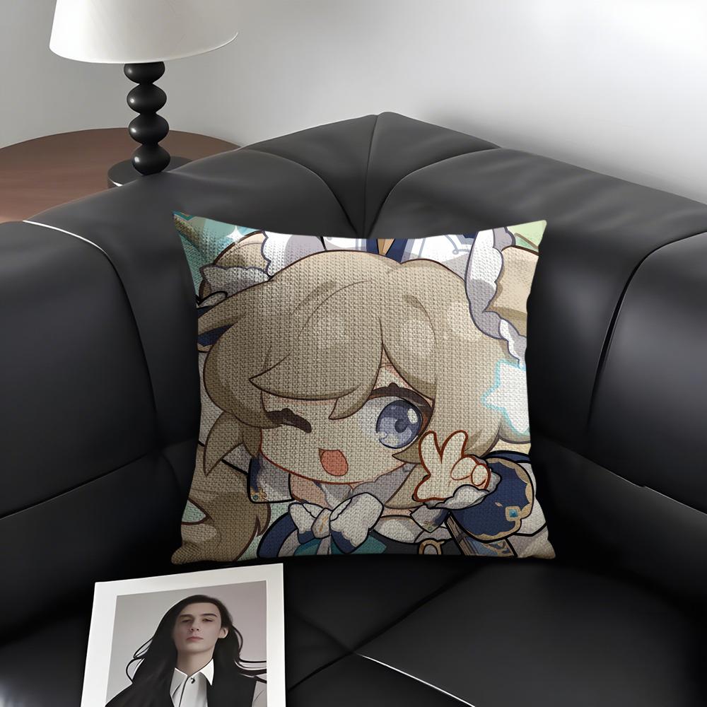 Barbara Cute Cute Genshin Impact Cushion Cover Natural Linen Organic Fabric Double-Sided Printing Sofa Home Decor Pillow Case