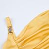 Summer New Arrival Acetate Satin Asymmetrical-Cut Bodycon Dress For Women Elegant One Shoulder Folds Splice Party Prom Dress