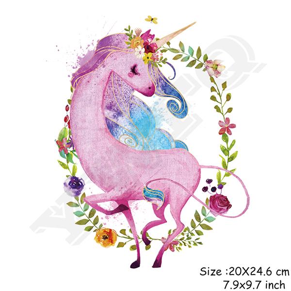 Flower Unicorn Stickers for Girls Boy Gift Badges Diy Accessory Heat Transfer Clothing Decor Patches