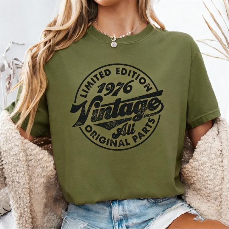 Vintage 1976 Unisex Tee Funny 49th Birthday Gift Nostalgia Style Printed Tshirt Tops High Quality Cotton Crewneck Shortsleev