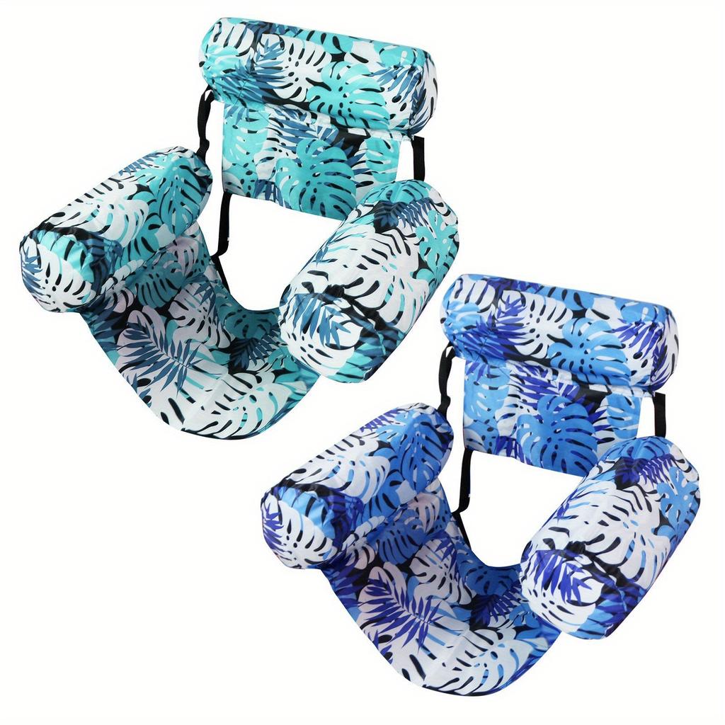 1 pièce Design Feuille Hamac Gonflable Pliable en PVC Sangles Réglables Chaise Longue Flottante Durable pour Piscine Plage Lac Été