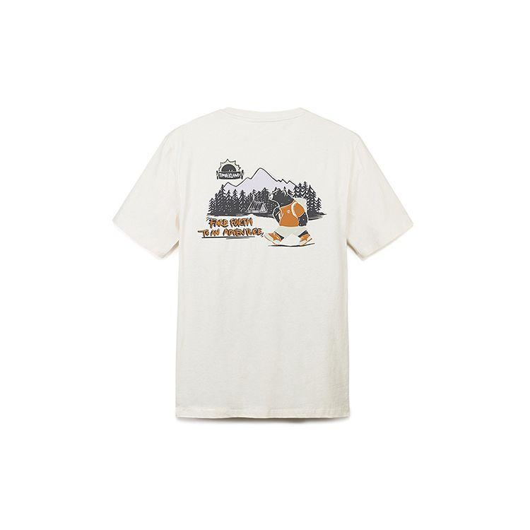 Timberland Casual Breathable Printed Short Sleeve T-Shirt Unisex Tops Vintage-White A669F-CM9
