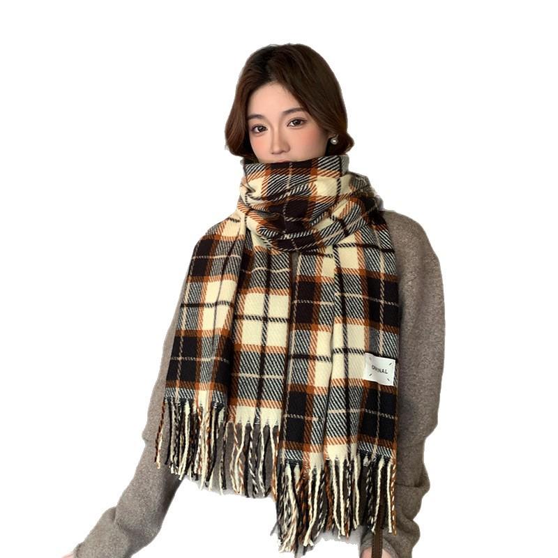 Autumn and Winter New Fashion Korean Striped Student Scarf Shawl Dual Purpose Women's Outer Wear Warm and Skin Friendly Scarf