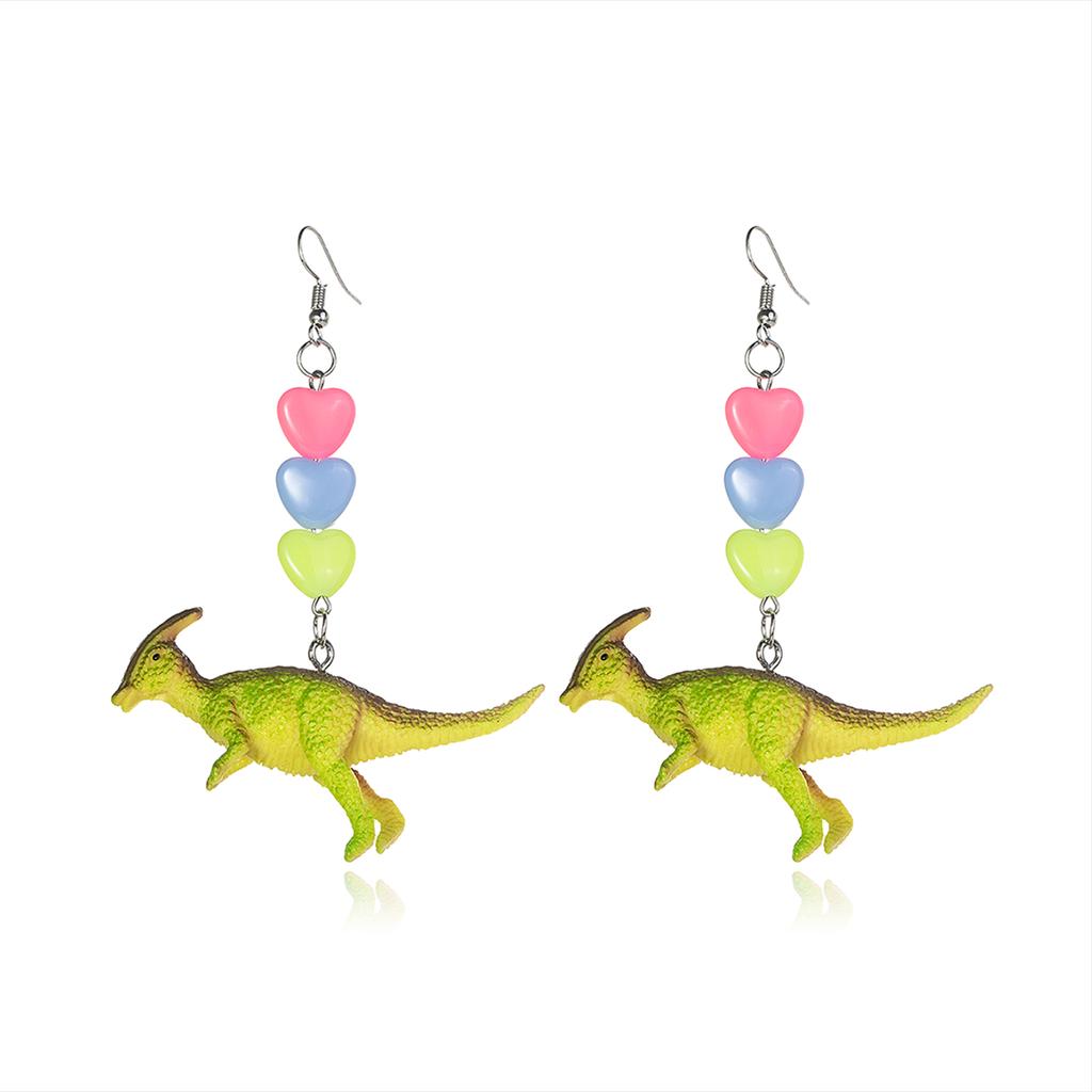 Cute and Fun Love Resin Dinosaur Pendant Earrings, Same Style Valentine's Day Jewelry for Men and Women as a Gift