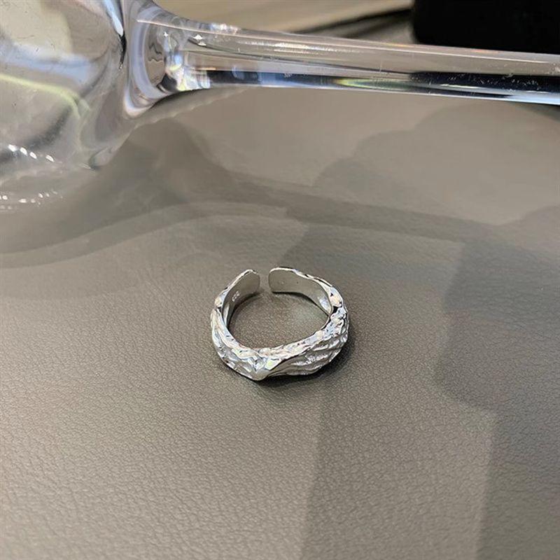 High Sense Niche Design Geometric Bump Ring Women'S Retro Fashion Personality Texture Open Ring Hip Hop