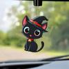 Halloween Car Rearview Mirror Charm Cartoon Bat/Cat/Ghost/Witch Acrylic Pendant 2D Flat Auto Interior Accessories for Cat Backpack Phone