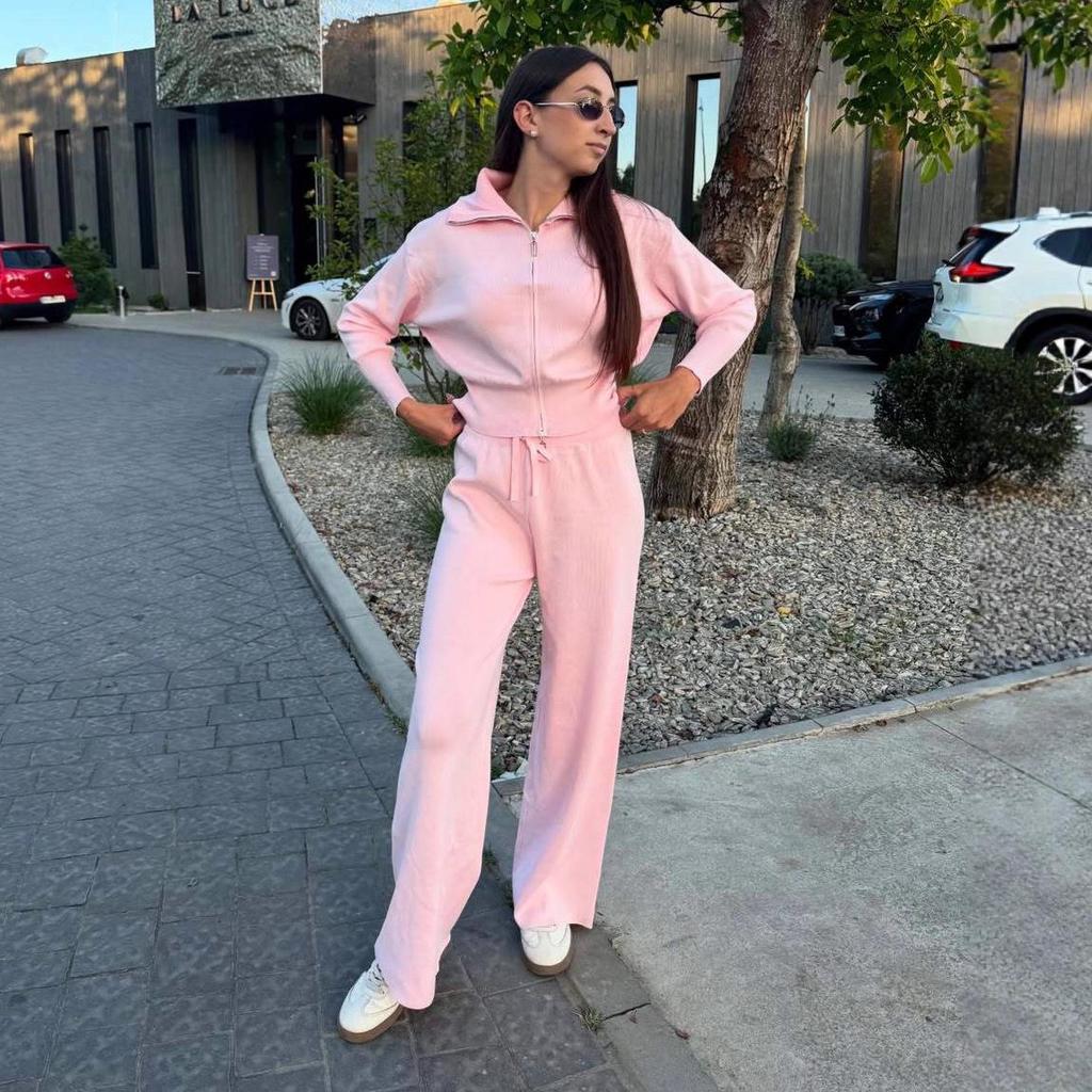 2025 Autumn European & American Casual Cardigan Two-Piece Women’s Long-Sleeved Top & Pants