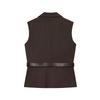 European & American Women's Early Autumn Fashion: Casual Belted Vest & High Waist Straight-Leg Pants Set