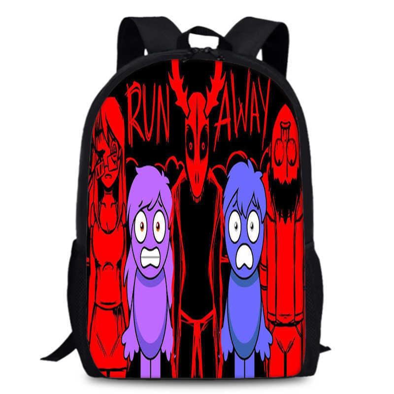 Sprunki 15in Large Capacity Backpack Durable Oxford Fabric School Bag For Students Teens Lightweight Design