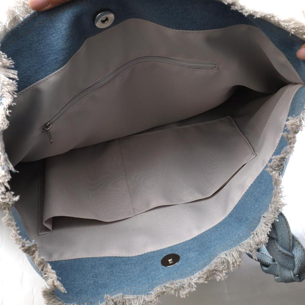 Nananoel Molly Unevenly Dyed Denim Big Tote Bag 2513311010 Denim (090)