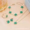 Four Leaf Clover Jewelry Set 18k Plated Necklace Earrings Bracelet Ring Women