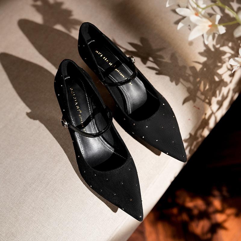 

Foreign trade single shoes women s 2025 new spring and autumn pointed evening shoes with wedge heels women s shoes 35 чёрный