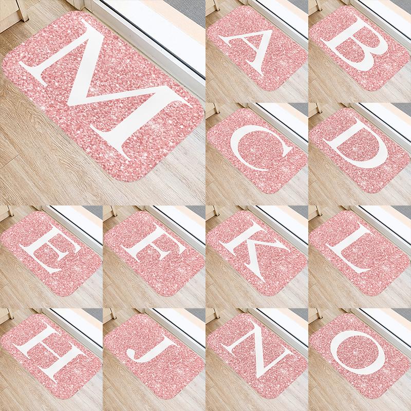 

Pink Spot Letter Pattern 40*60cm Kitchen Entrance Door Mat Coral Velvet Carpet Doormat Indoor Floor Mats Anti-Slip Rug 48079