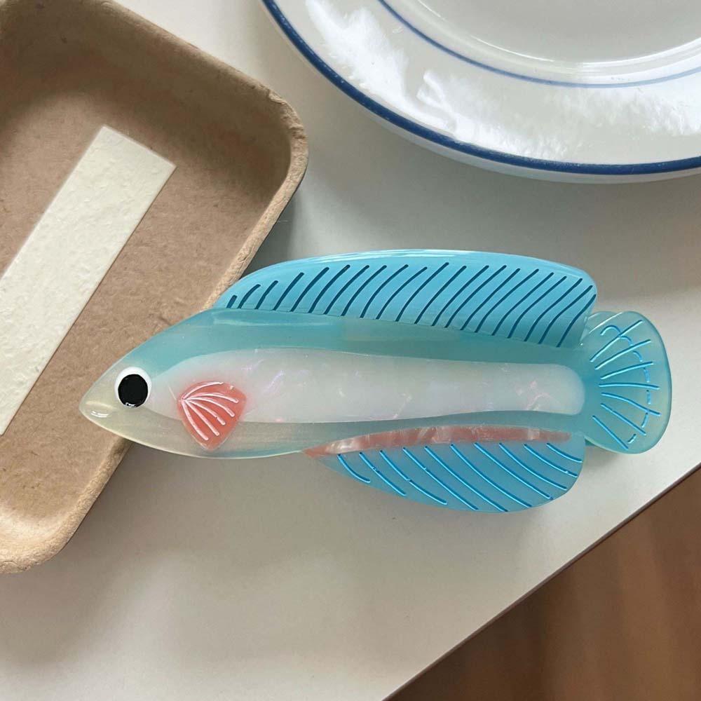 Korean Style Silver Arowana Shark Clip Acrylic Acetic Acid Hair Claw Guppy Hair Claw  Beach