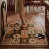 Entrance Door Mat Anti-Slip Waterproof Dirt-Resistant Carpet Retro Green Plaid Pvc Leather Rug Semicircle Home Decor Floor Mats