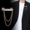 Korean   Metal Key Tassel Long Brooch  Chain Lapel Pin For Men'S Suit Shirt Badge Brooches Pins Accessories