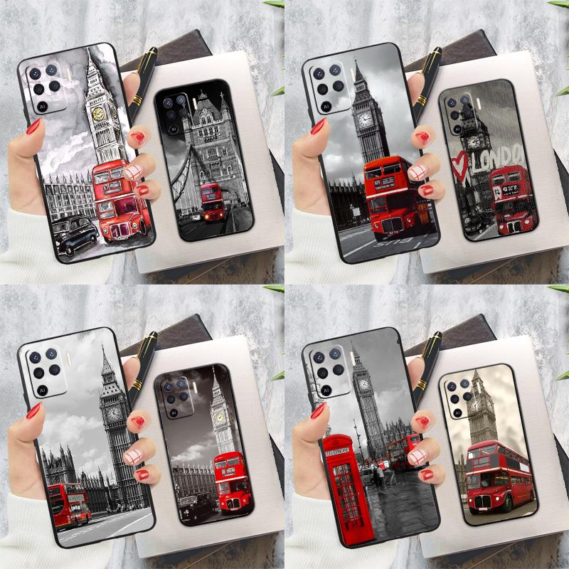 London Red Bus Big Ben Cover For Oppo A78 A98 A74 A54 A94 A15 A16 A17 A52 A72 A76 A96 A53 A57S A58 A5 A9 Phone Case