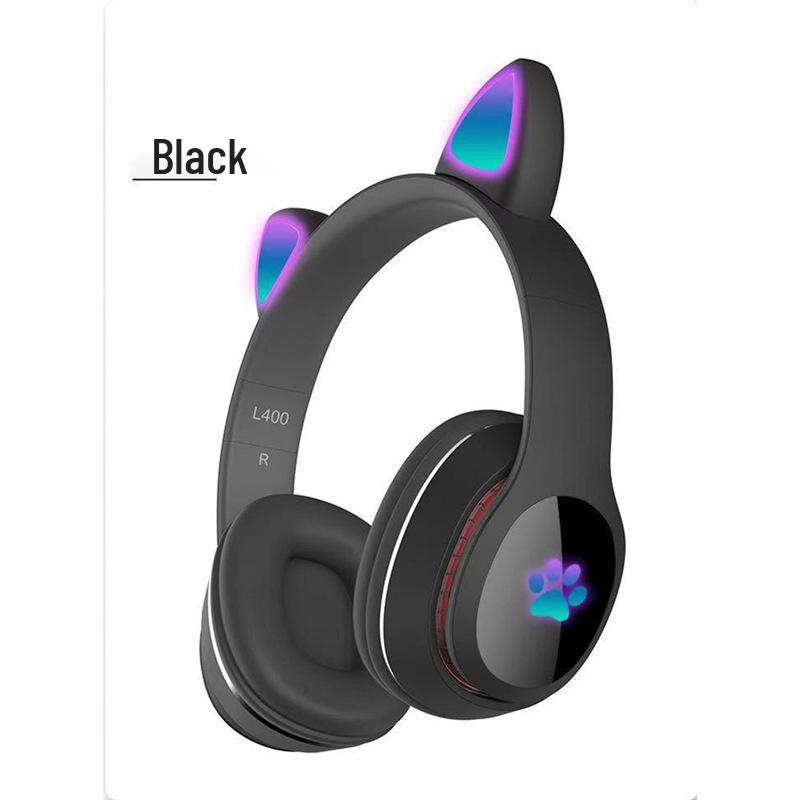 Cute Luminous Cat Ear Bluetooth Headphones for Kids - Trendy Wireless Headset for Girls