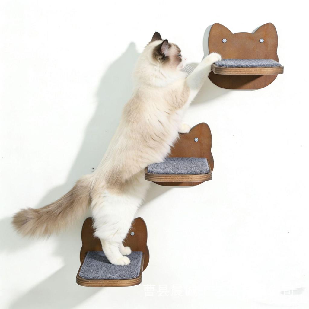 In-Stock Wall-Mounted Cat Tree with Hammock, Jumping Platform, Ladder, & Scratching Board