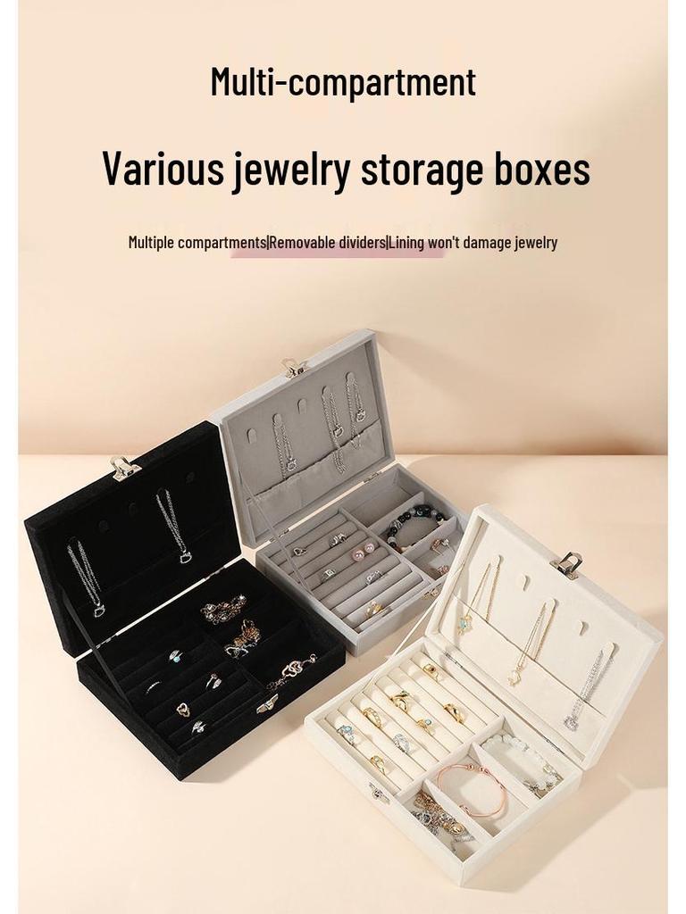 Luxury Portable Jewelry Box with Lock, Large Capacity Storage for Necklaces and Earrings
