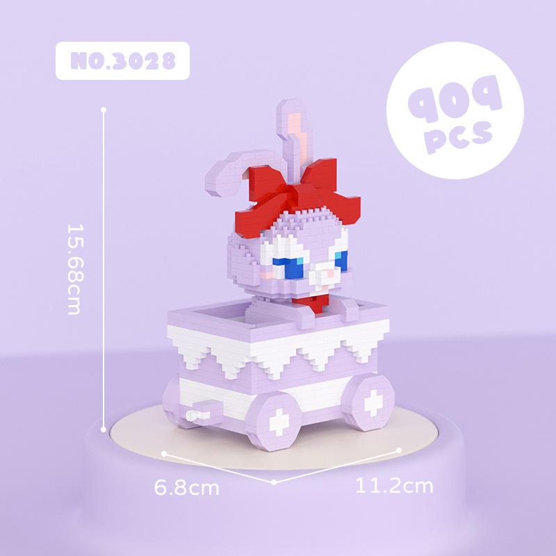 Kawaii Train Disney LinaBell Gelatoni Micro Building Blocks Funny Duffy ShellieMay Mini Diamond Brick Model Toys For Kids Gift