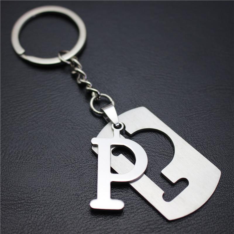 2022 DIY A-Z Letters Key Chain For Name Silver Color Steel Keychain Women Men Car Key Ring Simple Key Holder Party Gift