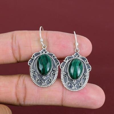 Malachit Ohrring Natur Edelstein Ohrringe Designer Schmuck Handgemachte Ohrringe 925 Sterling Silber Ohrring Vintage Ohrring Verlobungsgeschenke