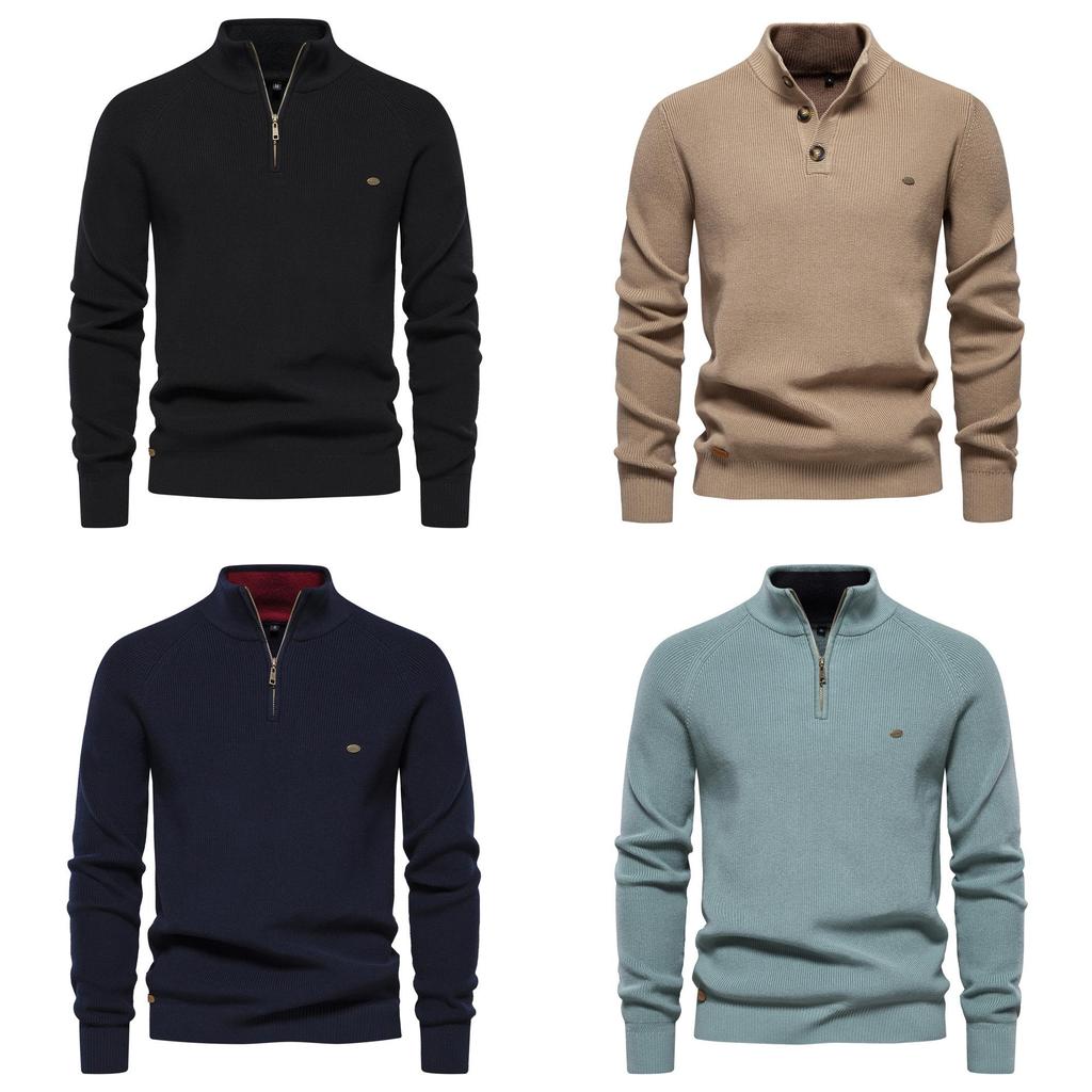 Pull d'automne pour homme à col rond avec mélange de coton stretch pour un style urbain décontracté