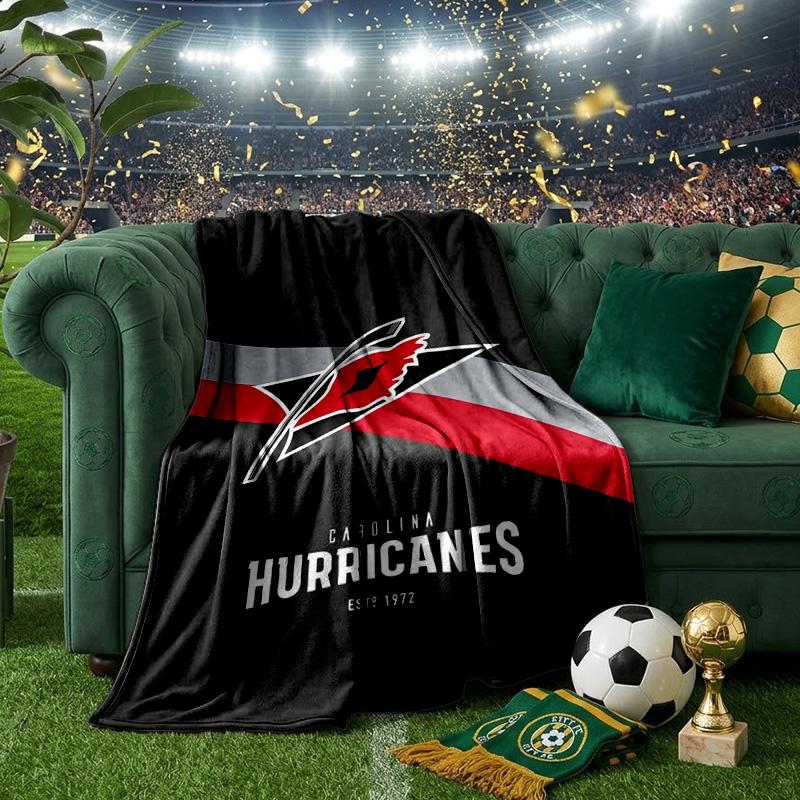 Hurricanes Team Spirit Throws Blanket Flannel Blankets Plush for Couch Bed Gifts for Men Women Travel picnic blanket Christmas fan gifts