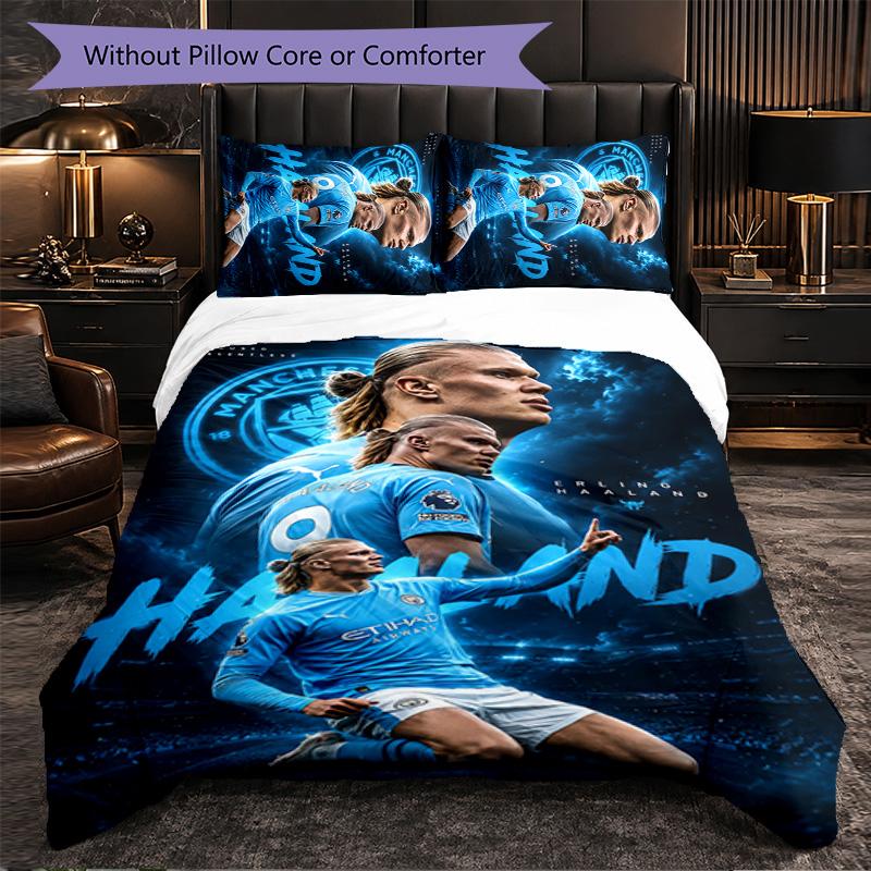 Biancheria da Letto a Tema Erling Haaland Set 3 Pezzi Copripiumino Biancheria da Letto Decorativa Per Stanza Adolescenti Decorazione Casa