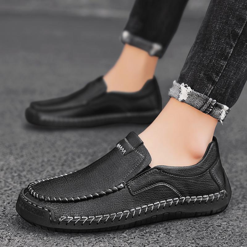 Summer Men's Shoes Men's Comfortable Breathable Walking Flat Men Shoes Large Men's Leather Shoes