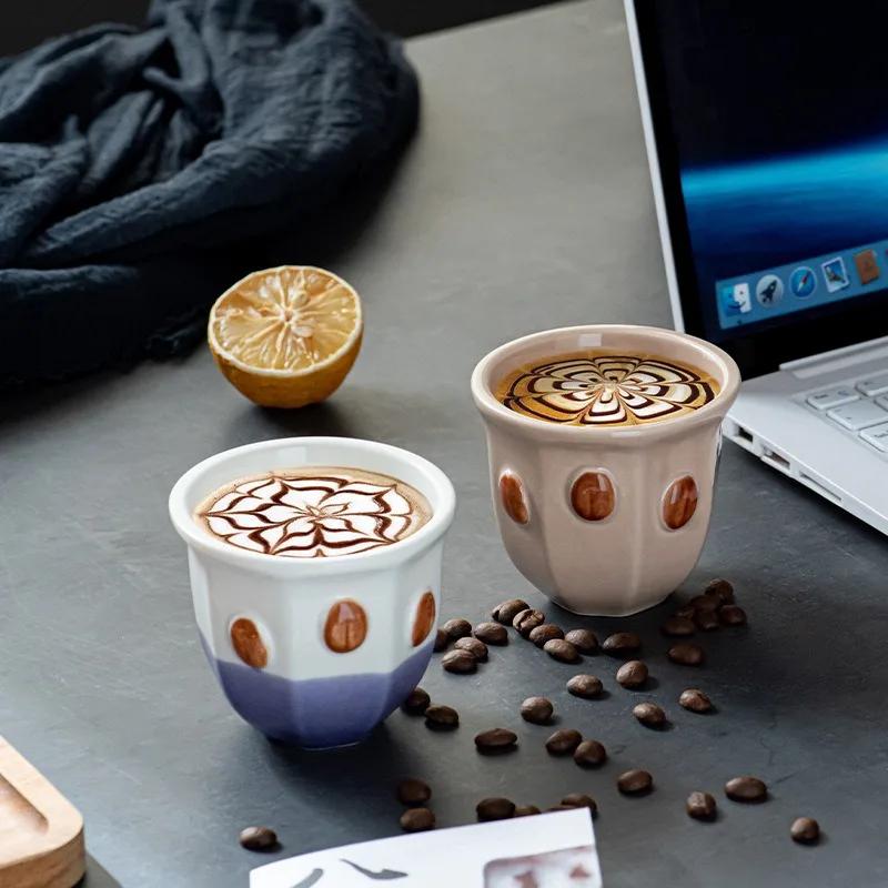 180ml Esspresso Cups Hand-held Ceramic Latte Art Coffee Cup Middle Eastern Style Household Cappuccino Teacup Coffee Lover Gift