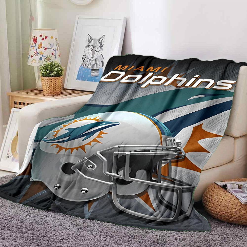 1pc Blanket - Miami Dolphins Logo Print Design,Lightweight Blanket for Sofa,Bed- Soft &Warm,Gift for All Seasons