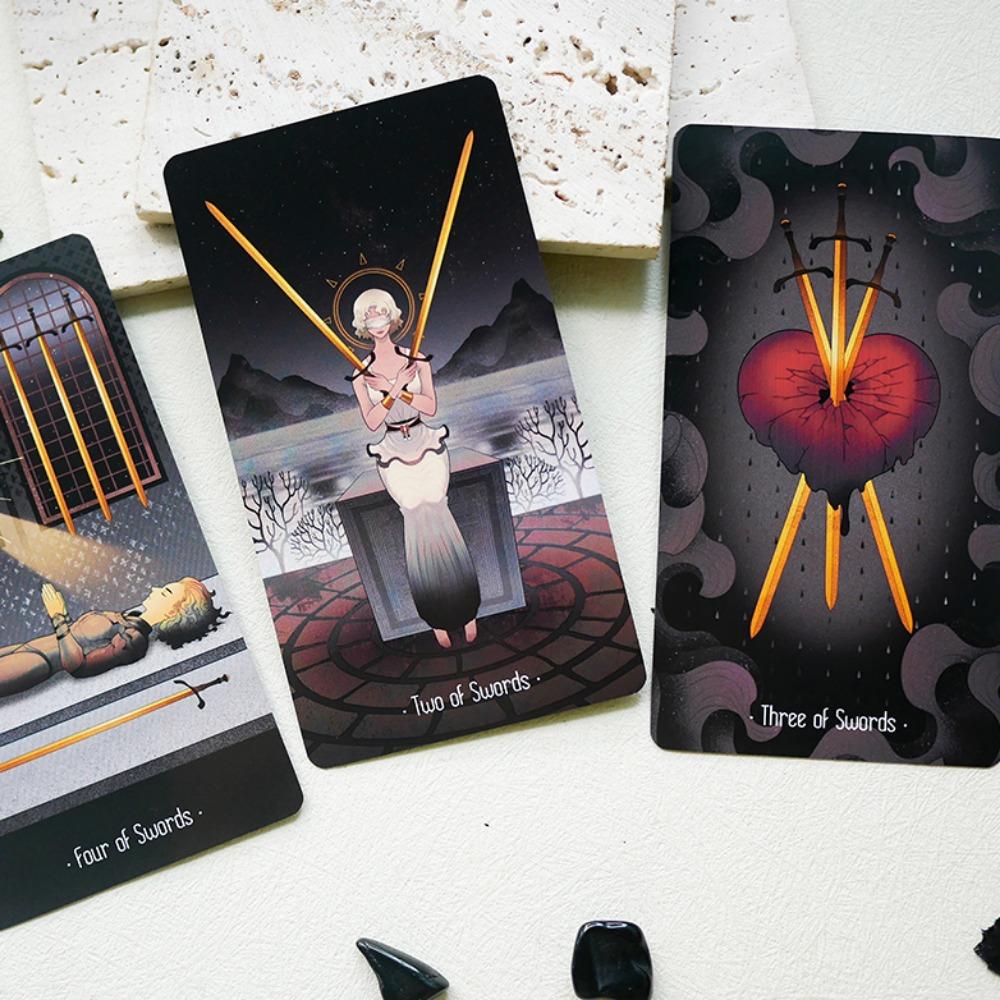 10,3*6 cm Stele luminează noaptea Tarot OBIșnuit Deck de desene animate în stil asiatic vibrant Delicat Line Art 78 buc. Cărți de tarot indie unice pentru începători