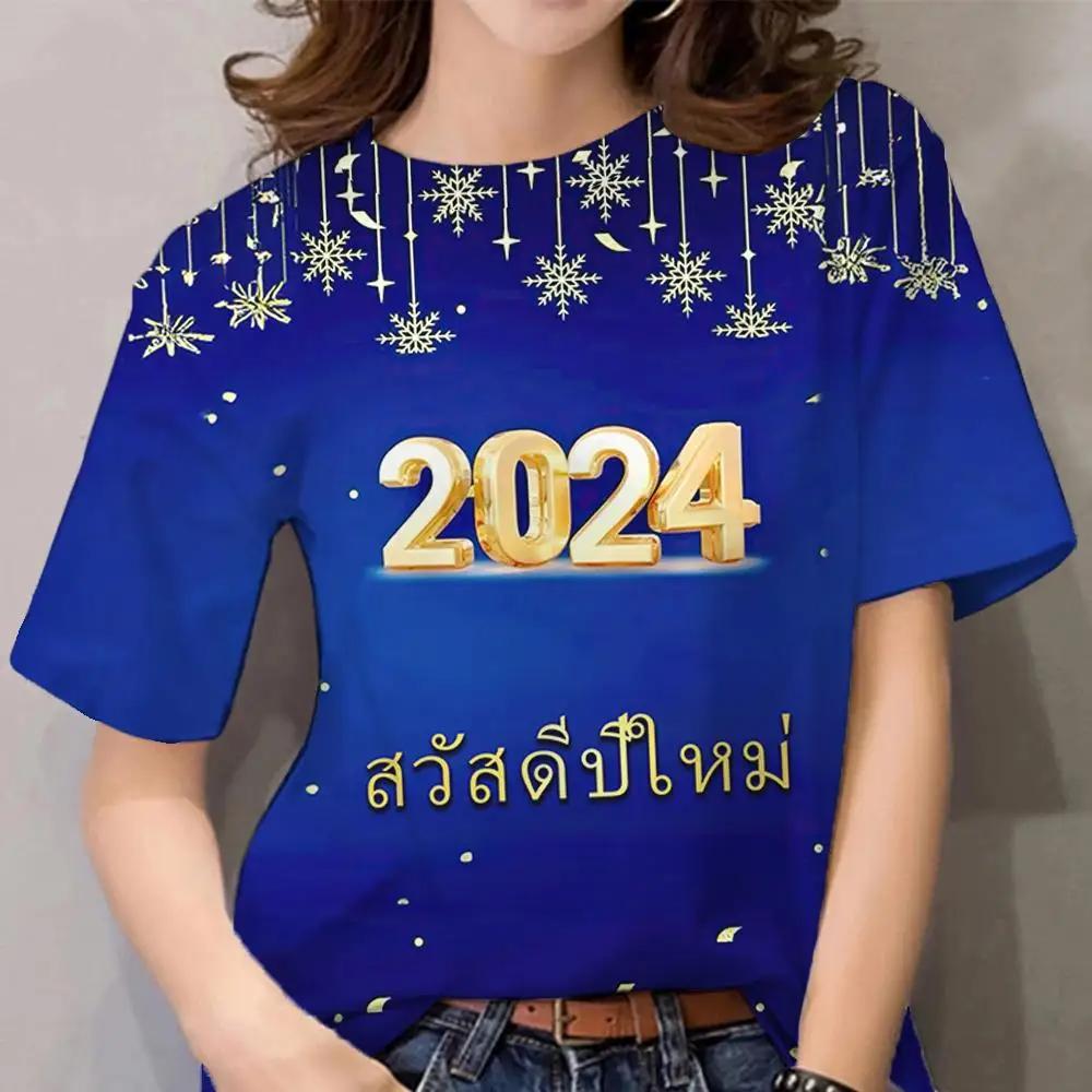 

Новогодняя футболка, женский пуловер с короткими рукавами, летние топы, футболка с 3D принтом, уличная женская футболка, одежда 6XL