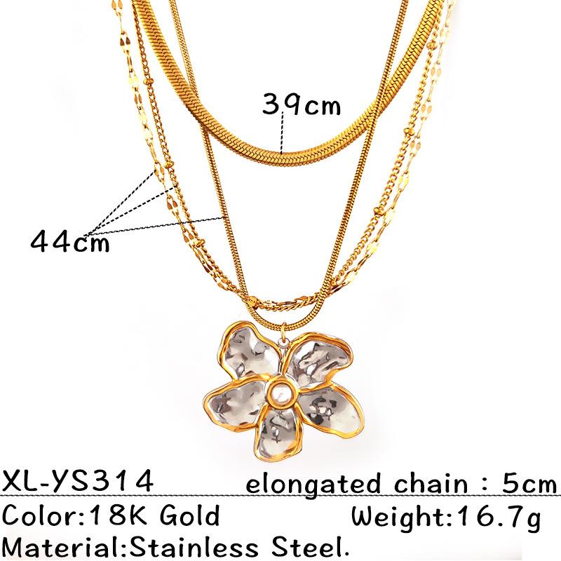 Two Tone Flower Pendant Necklace Titanium Steel Minimalist Jewelry for Women Fashion Gift