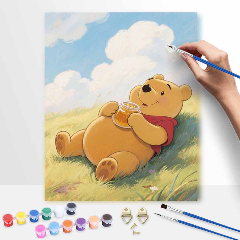 Disney Winnie the Pooh Eating Honey Digital Oil Painting Art Kit Hand Painted Home Decor