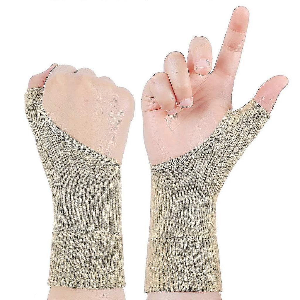 Wrist And Thumb Support Braces, 1 Pair Breathable Thumb Compression Arthritis Gloves With Gel Thumb Injury Pads For Thumb Pain Relief From Sprains, Te
