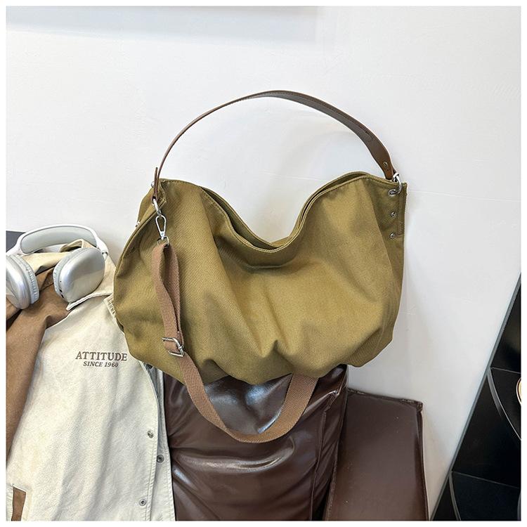Korean Lazy Wind Large Capacity Canvas Tote Bag 2025 New Student Class Bag Commuter Shoulder Crossbody Bag