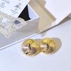 Exaggerated Striped Metal Stud Earrings for Women