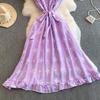 Sweet Stitched Ruffle Hem round Ne Princ Long Dress Women Spring Autumn Belted Waist Women Dress